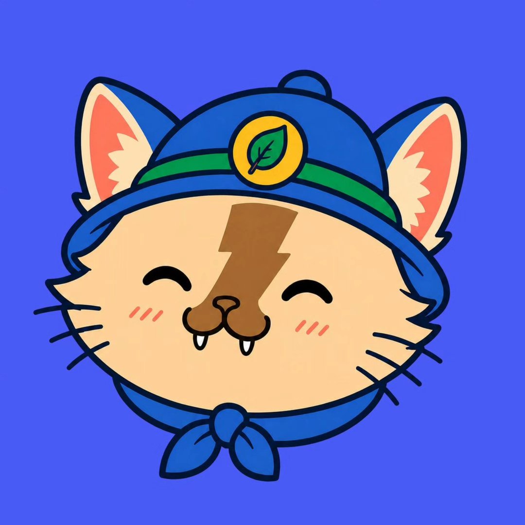 Defy's cheerful orange cat mascot in a blue adventurer hat